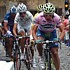 Andy Schleck dans le maillot blanc de meilleur jeune pendant la 14ème étape du Giro d'Italia 2007